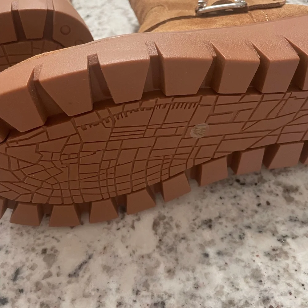 Tan Suede Ankle Boots with Buckles - Picture 4 of 7